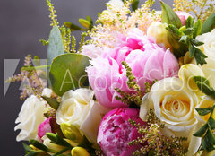 Fototapeta pltno 240 x 174, 236126710 - Composition with bouquet of freshly cut flowers