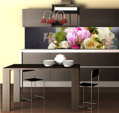 Fototapeta do kuchyn flie 260 x 60, 236126710 - Composition with bouquet of freshly cut flowers