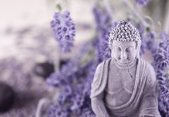 Fototapeta papr 184 x 128, 23736783 - Buddha bei Zen Meditation,  Massage Steine, Lavendel