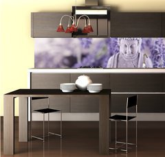 Fototapeta do kuchyně fólie 260 x 60, 23736783 - Buddha bei Zen Meditation, Massage Steine, Lavendel - Buddha bei Zen meditace, masážní stena, Lavendel