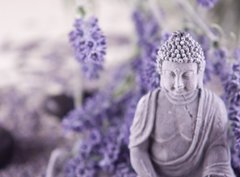 Fototapeta papr 360 x 266, 23736783 - Buddha bei Zen Meditation,  Massage Steine, Lavendel