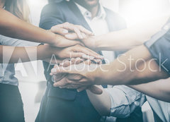 Samolepka flie 200 x 144, 242955192 - Stack of hands. Unity and teamwork concept.