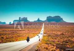 Fototapeta174 x 120  Biker on Monument Valley road at sunset, USA, 174 x 120 cm