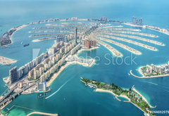 Samolepka flie 145 x 100, 244692979 - Aerial view of Dubai Palm Jumeirah island, United Arab Emirates - Leteck pohled na ostrov Dubaj Palm Jumeirah, Spojen arabsk emirty