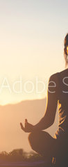 Samolepka na dvee flie 90 x 220, 245653305 - silhouette fitness girl practicing yoga on mountain