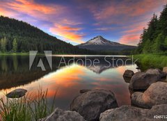 Fototapeta plátno 160 x 116, 24571203 - Sunset at Trillium Lake with Mount Hood - Západ slunce u jezera Trillium s Mount Hood