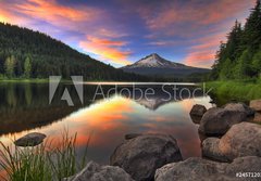 Fototapeta papr 184 x 128, 24571203 - Sunset at Trillium Lake with Mount Hood