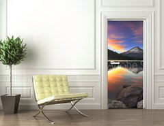 Samolepka na dvee flie 90 x 220  Sunset at Trillium Lake with Mount Hood, 90 x 220 cm