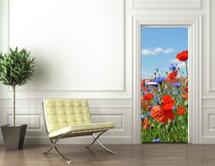 Samolepka na dvee flie 90 x 220, 24598223 - Feldblumen am Wegesrand - Pole kvtiny podl cesty