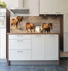 Fototapeta do kuchyn flie 180 x 60  wild horses running, 180 x 60 cm