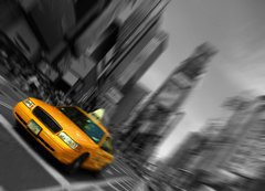 Fototapeta200 x 144  New York City Taxi, Blur focus motion, Times Square, 200 x 144 cm