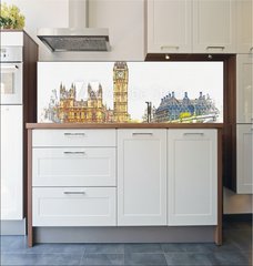 Fototapeta do kuchyn flie 180 x 60, 250660877 - Watercolor sketch or illustration of a beautiful view of the Big Ben and the Houses of Parliament in London in the UK
