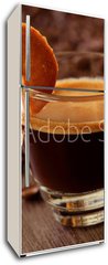 Samolepka na lednici flie 80 x 200  Espresso coffee with cake on brown background, 80 x 200 cm