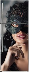 Samolepka na lednici flie 80 x 200, 254214025 - portrait of sexy beautiful woman in lace black erotic lingerie and carnival mask on dark background