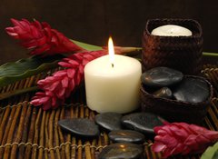 Fototapeta vliesov 100 x 73, 25459715 - spa and wellness concept with flowers zen stones