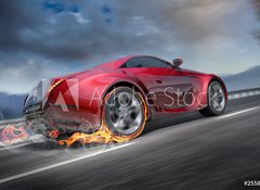 Samolepka flie 100 x 73, 25589956 - Sports car moving on the road - Sportovn vz se pohybuje po silnici