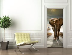 Samolepka na dvee flie 90 x 220  Walking Elephant, 90 x 220 cm