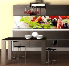 Fototapeta do kuchyn flie 260 x 60  Vegetable salad with cheese, 260 x 60 cm