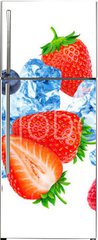 Samolepka na lednici flie 80 x 200, 260822852 - Flying pieces of crushed ice and wild berries isolated on white background with clipping path