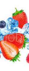 Samolepka na dvee flie 90 x 220, 260822852 - Flying pieces of crushed ice and wild berries isolated on white background with clipping path