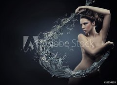 Fototapeta100 x 73  Beautiful women over water splash, 100 x 73 cm