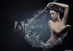 Samolepka flie 145 x 100, 26154953 - Beautiful women over water splash