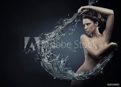 Samolepka flie 200 x 144  Beautiful women over water splash, 200 x 144 cm