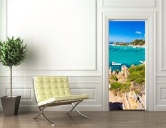 Samolepka na dvee flie 90 x 220  Exciting view of Spargi Island  Sardinia, 90 x 220 cm