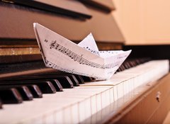 Fototapeta vliesov 100 x 73, 26458857 - The piano and paper toy-ship