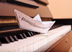 Samolepka flie 200 x 144  The piano and paper toy ship, 200 x 144 cm