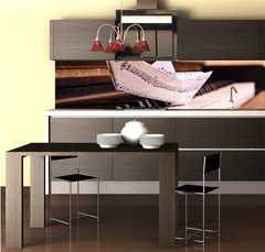 Fototapeta do kuchyně fólie 260 x 60, 26458857 - The piano and paper toy-ship - Hra na klavír a papír