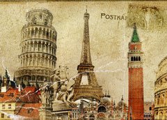 Fototapeta200 x 144  vintage postal card  ruropean holidays, 200 x 144 cm