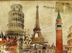 Fototapeta360 x 266  vintage postal card  ruropean holidays, 360 x 266 cm