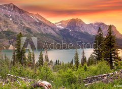 Fototapeta vliesov 100 x 73, 27220335 - Glacier national park in evening sun light