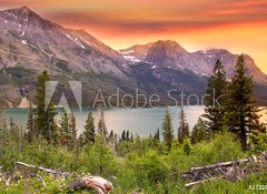 Samolepka flie 100 x 73, 27220335 - Glacier national park in evening sun light - Glacier nrodn park ve veernm slunci