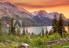 Samolepka flie 145 x 100  Glacier national park in evening sun light, 145 x 100 cm