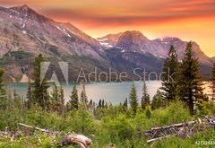 Fototapeta145 x 100  Glacier national park in evening sun light, 145 x 100 cm