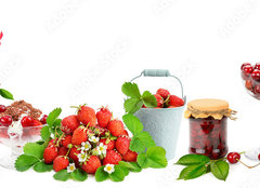 Fototapeta pltno 160 x 116, 272522688 - Panoramic collage fruit, drinks, ice cream