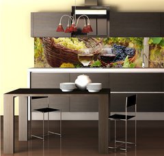 Fototapeta do kuchyně fólie 260 x 60, 27521163 - vineyard with red and white wine - vinice