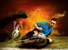 Fototapeta papr 360 x 266, 27573195 - Football player in fires flame on the outdoors field