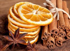 Fototapeta pltno 160 x 116, 27601285 - Scheiben von getrockneter Orange mit Zimt und Sternanis - Slou k zskn ostrosti Orange mit Zimt und Sternanis