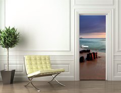 Samolepka na dvee flie 90 x 220  Beautiful sunrise on the beach, 90 x 220 cm