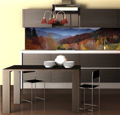 Fototapeta do kuchyn flie 260 x 60  morning in mountains, 260 x 60 cm