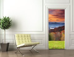 Samolepka na dvee flie 90 x 220  morning in mountains, 90 x 220 cm