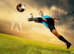 Fototapeta100 x 73  Happiness football player on field of olimpic stadium on sunrise, 100 x 73 cm