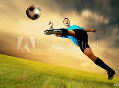 Fototapeta330 x 244  Happiness football player on field of olimpic stadium on sunrise, 330 x 244 cm