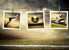 Fototapeta vliesov 100 x 73, 27872387 - Photocards of football players on the outdoor field