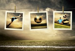Fototapeta vliesov 145 x 100, 27872387 - Photocards of football players on the outdoor field