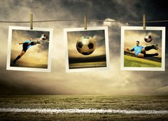 Fototapeta plátno 160 x 116, 27872387 - Photocards of football players on the outdoor field - Fotokarty fotbalistů na venkovním poli
