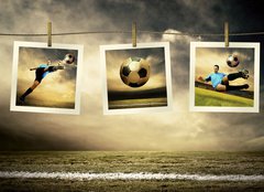 Fototapeta pltno 160 x 116, 27872387 - Photocards of football players on the outdoor field